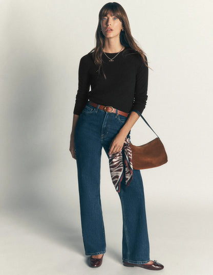 Elsie Cashmere Crew Sweater-Black