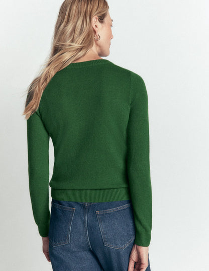 Elsie Cashmere Crew Sweater-Fresh Green
