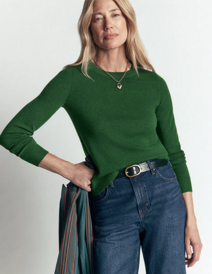 Elsie Cashmere Crew Sweater-Fresh Green