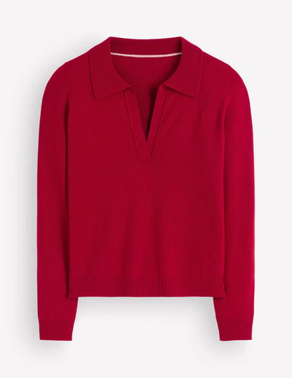 Elsie Cashmere Henley Sweater-Crimson Red