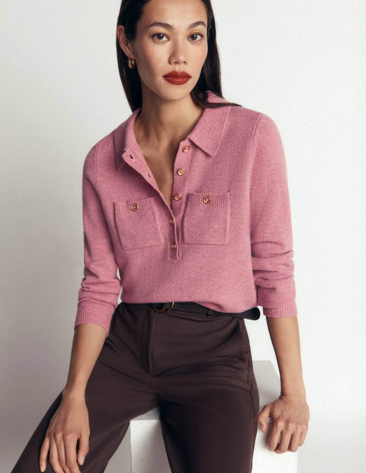 Marianne Merino Wool Sweater-Pink Heather