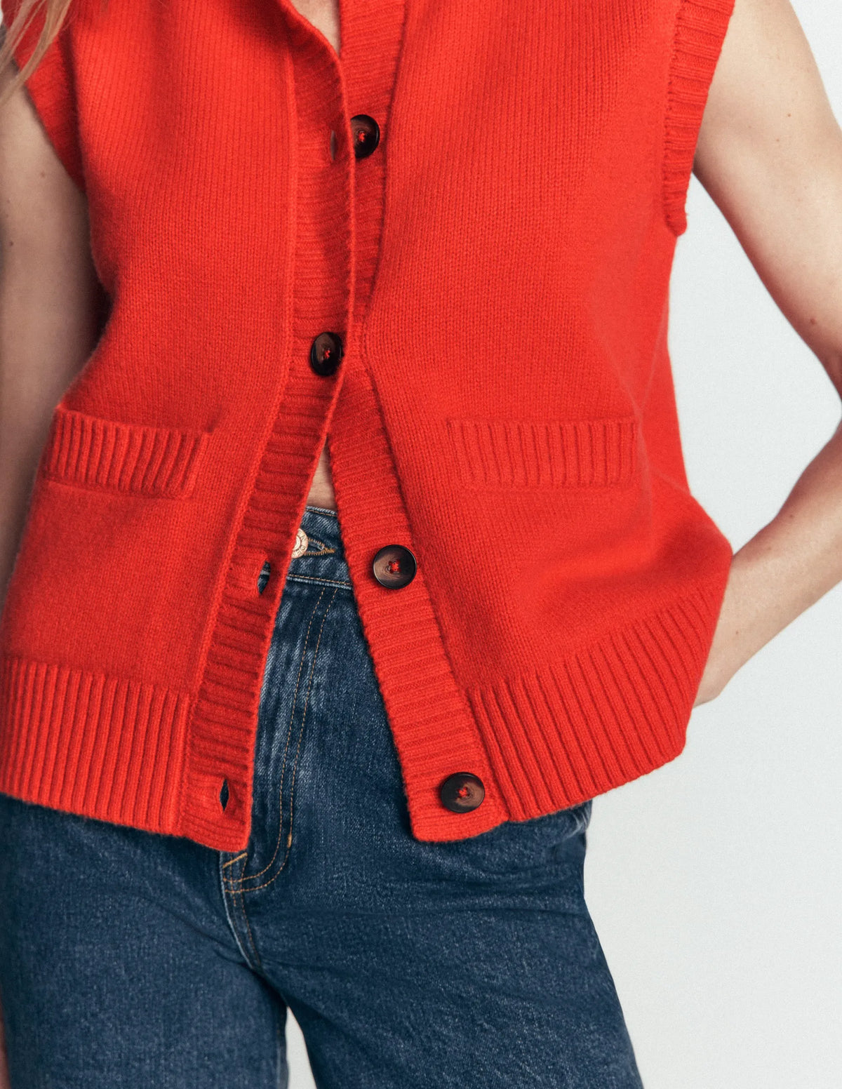 Marta Merino Wool Waistcoat-Sunset Orange