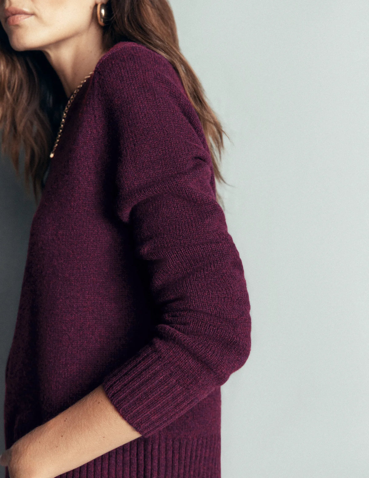 Marta Merino Wool Crew Sweater-Potent Purple