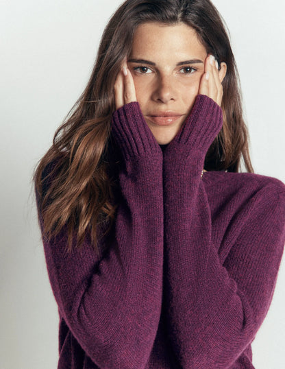 Marta Merino Wool Crew Sweater-Potent Purple