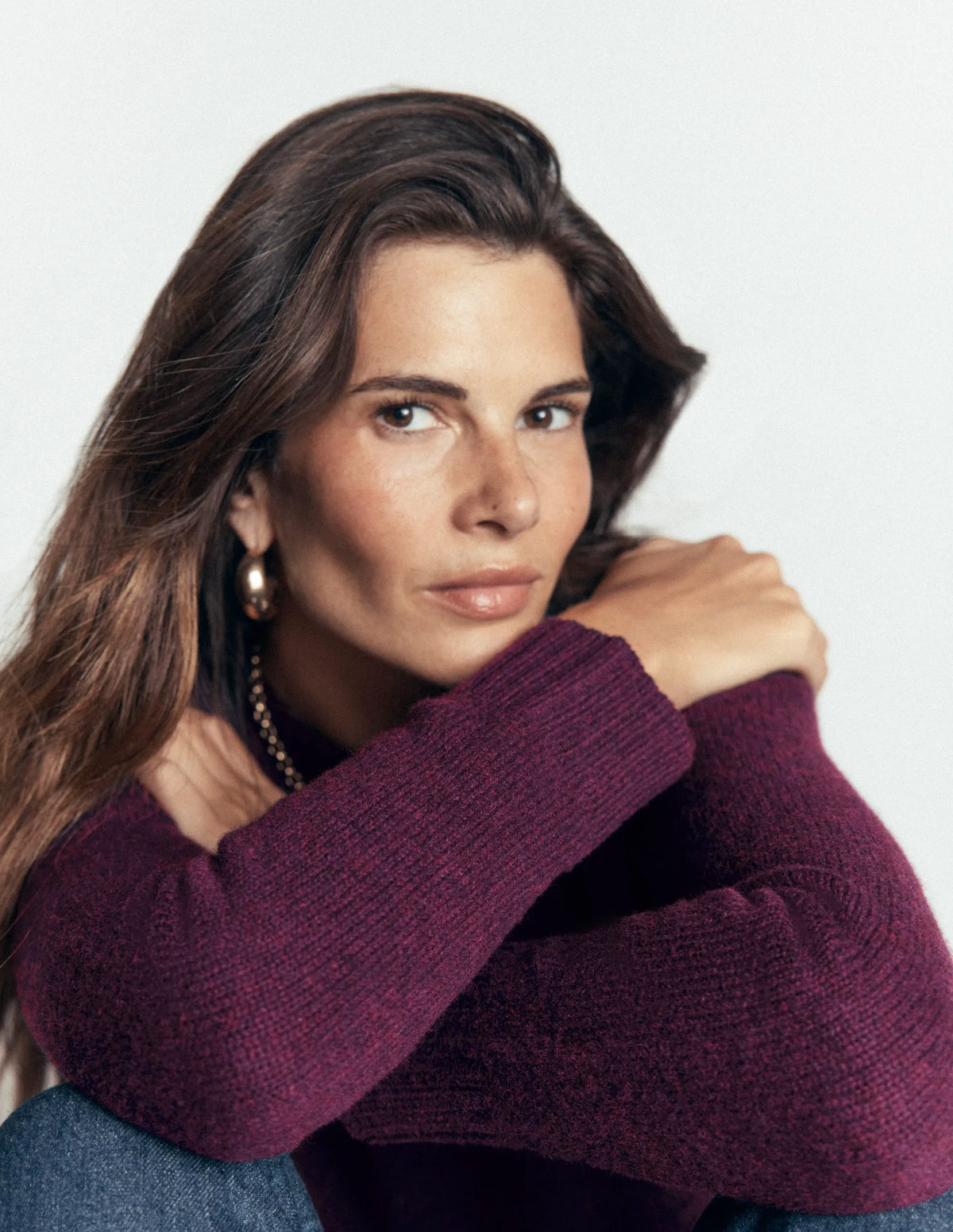Marta Merino Wool Crew Sweater-Potent Purple