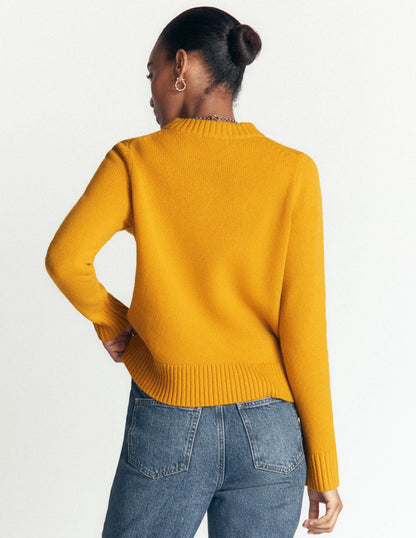 Marta Merino Wool Crew Sweater-Honey Yellow