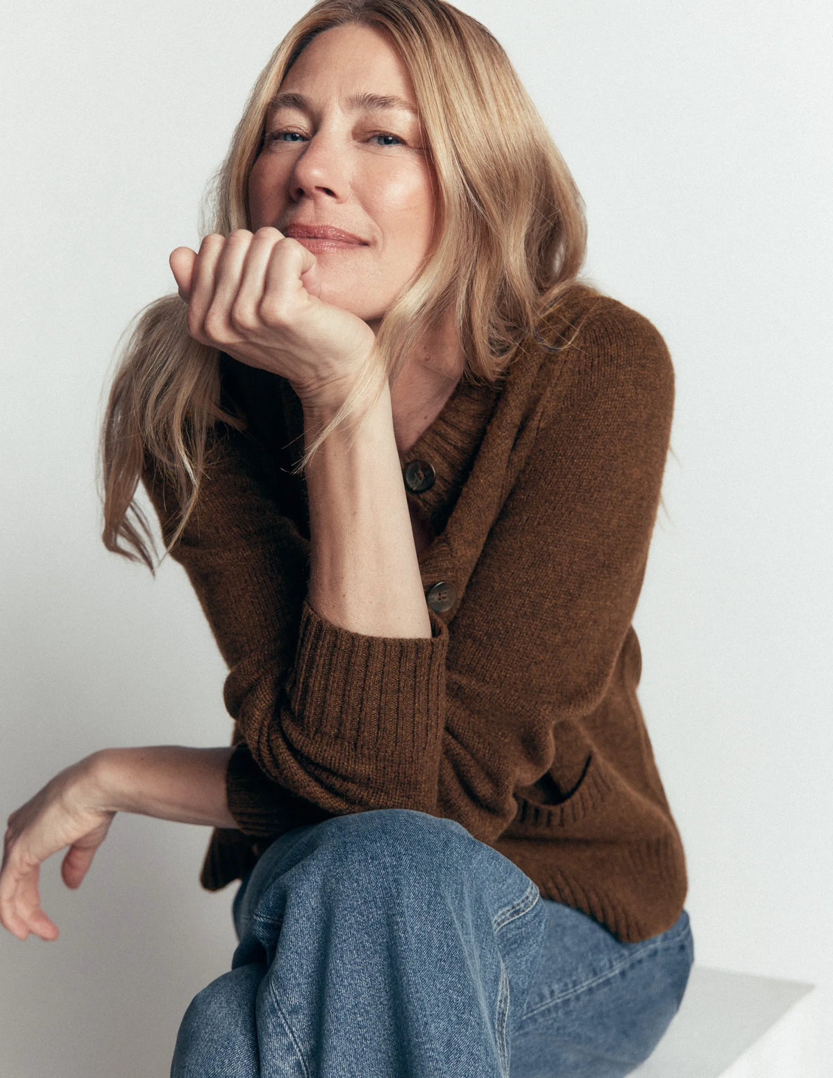 Marta Merino Wool Cardigan-Raw Umber