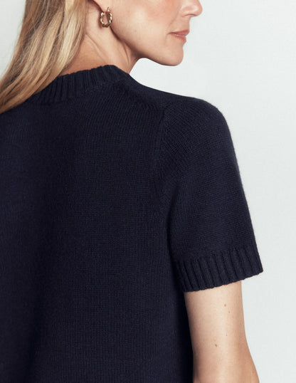 Marta Merino Wool T-shirt-Navy