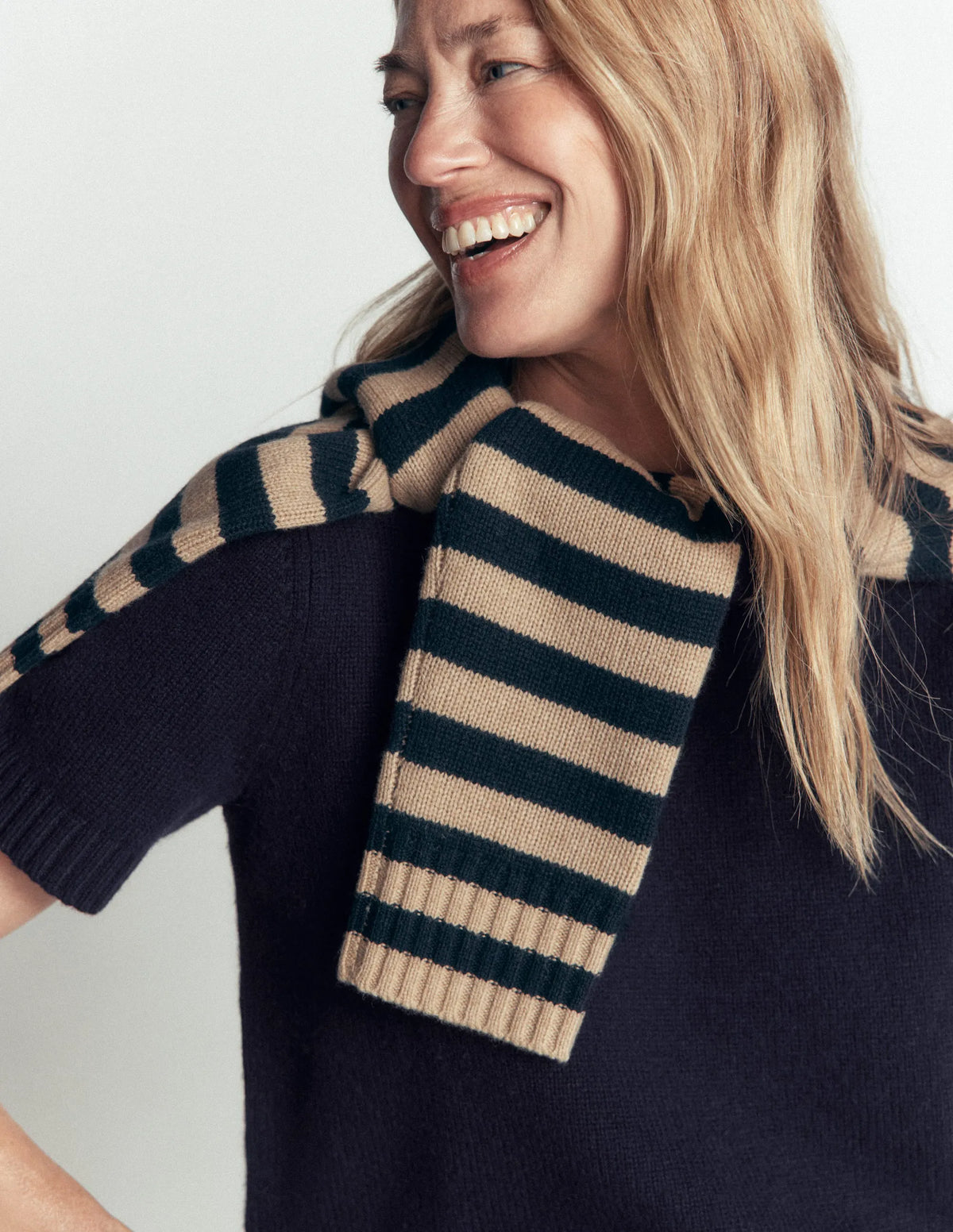 Marta Merino Wool T-shirt-Navy