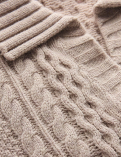 Collared Cable Knit Sweater-Oatmeal