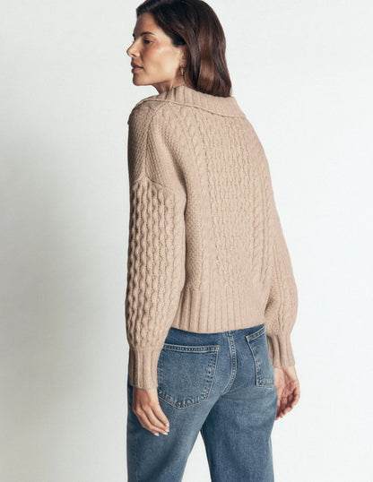 Collared Cable Knit Sweater-Oatmeal