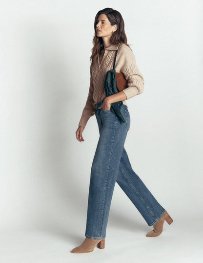 Collared Cable Knit Sweater-Oatmeal