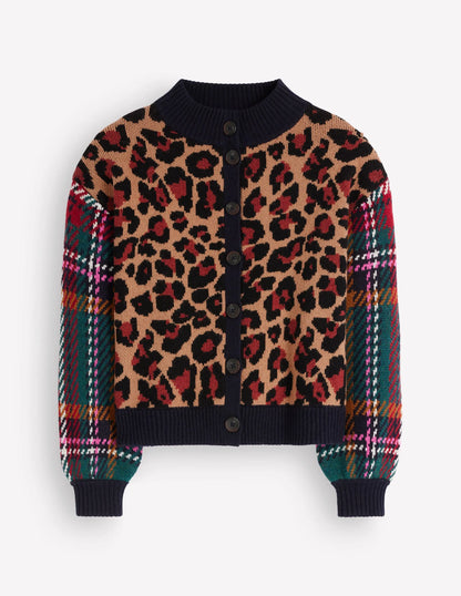 Jemma Jacquard Knit Cardigan-Leopard Hotch