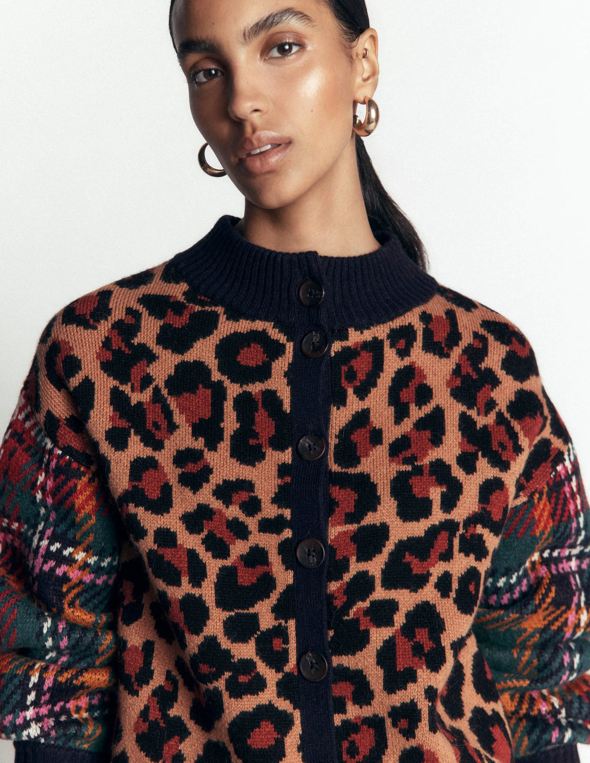 Jemma Jacquard Knit Cardigan-Leopard Hotch