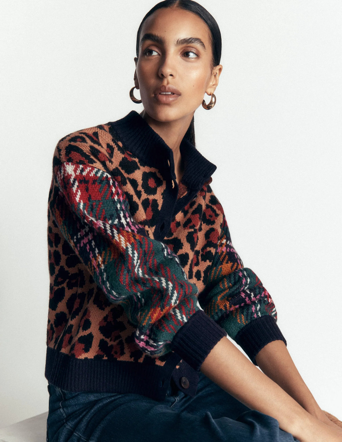 Jemma Jacquard Knit Cardigan-Leopard Hotch