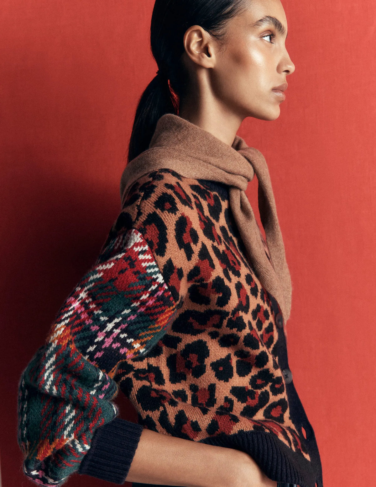 Jemma Jacquard Knit Cardigan-Leopard Hotch