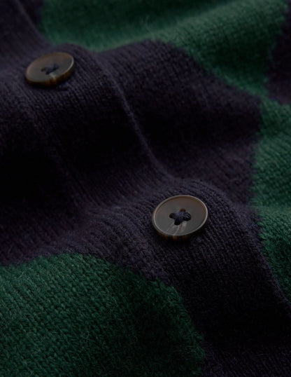 Ariadne Wool Blend Cardigan-Navy Argyle