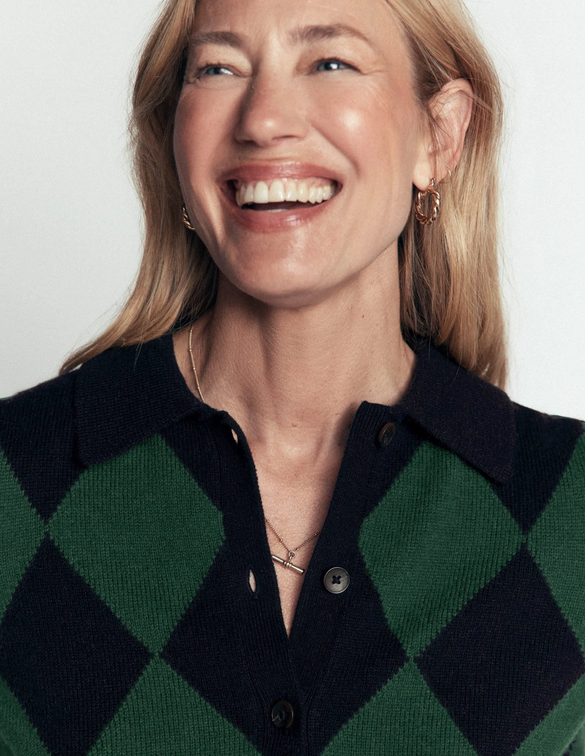 Ariadne Wool Blend Cardigan-Navy Argyle