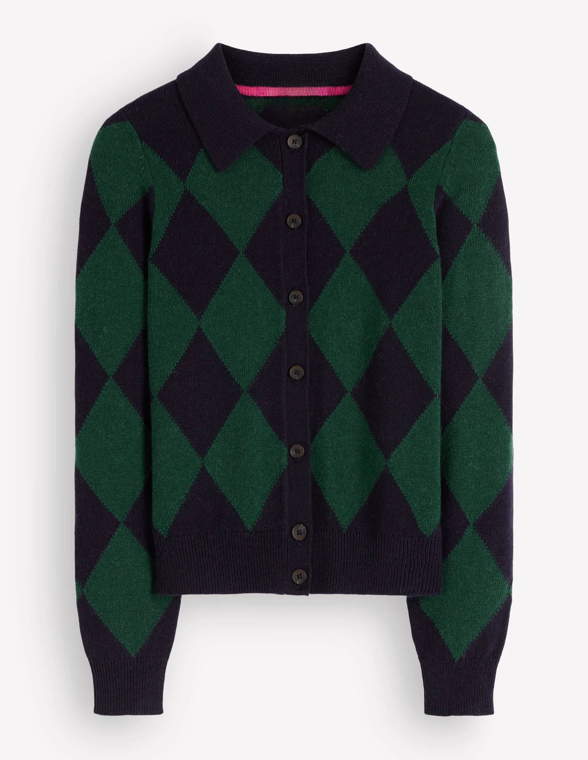 Ariadne Wool Blend Cardigan-Navy Argyle