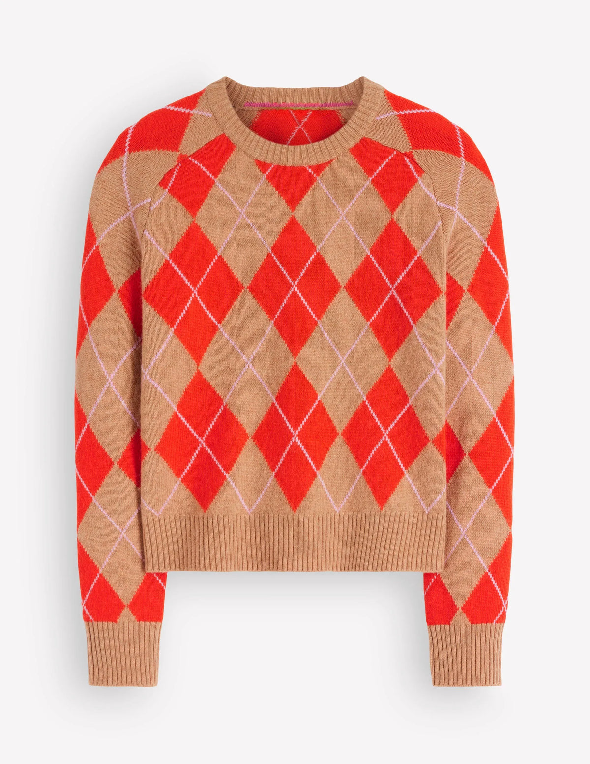 Ariadne Wool Blend Sweater-Orange Argyle