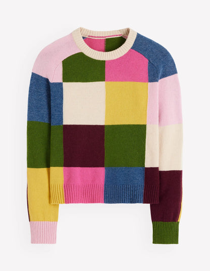 Ariadne Wool Blend Sweater-Multi Gingham