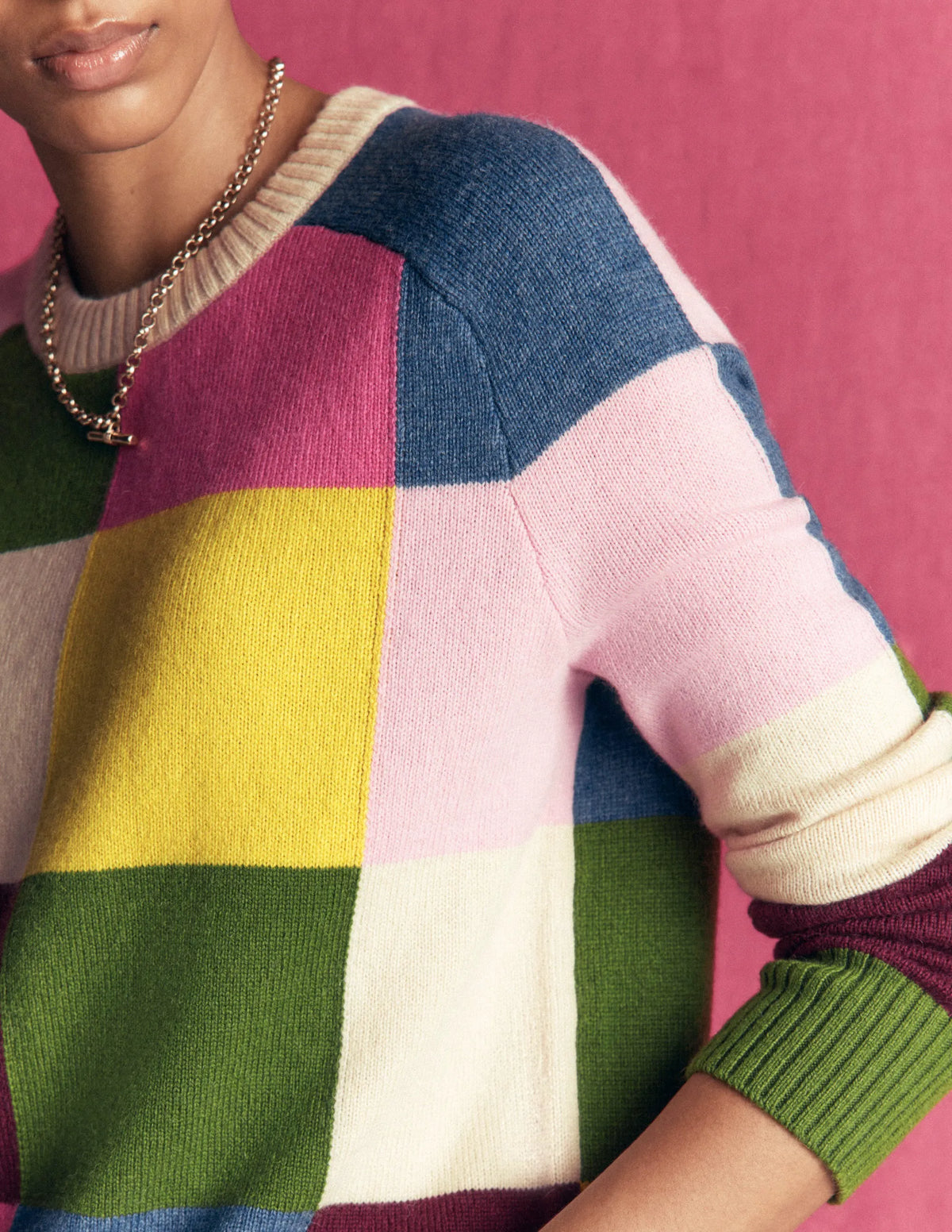 Ariadne Wool Blend Sweater-Multi Gingham