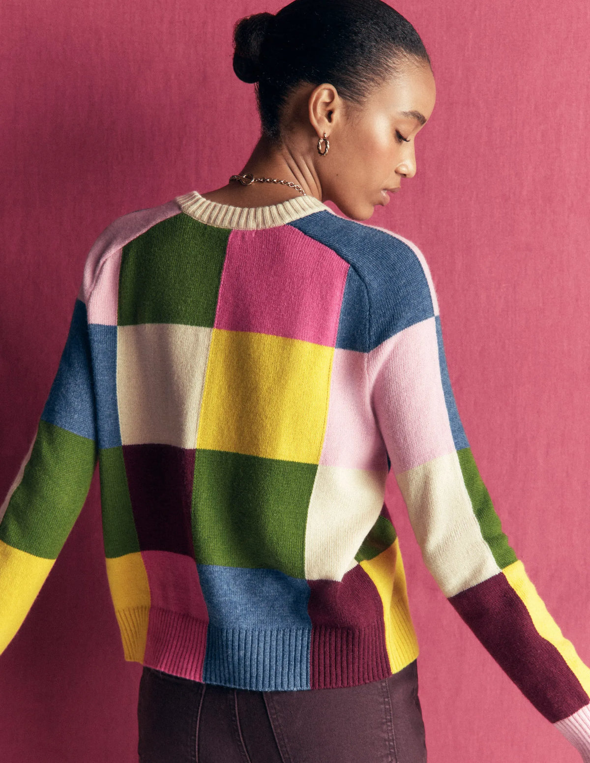 Ariadne Wool Blend Sweater-Multi Gingham