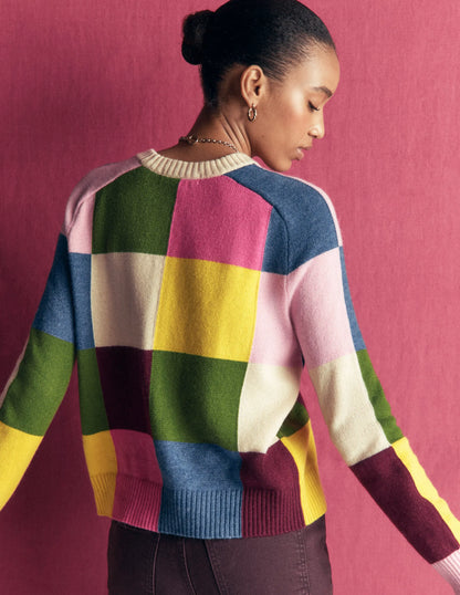 Ariadne Wool Blend Sweater-Multi Gingham