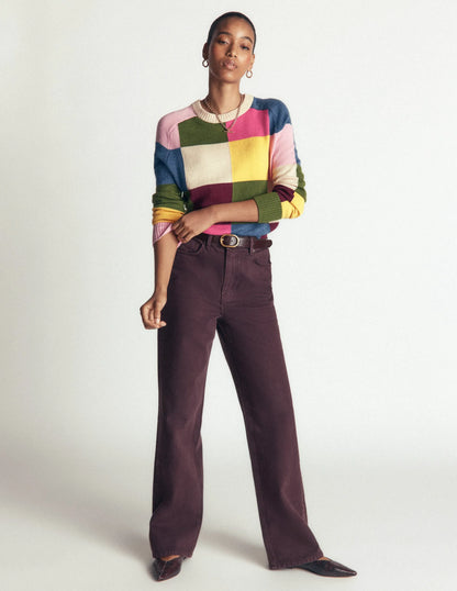 Ariadne Wool Blend Sweater-Multi Gingham