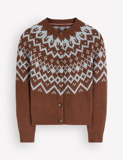 Mae Fair Isle Cardigan-Potting Soil