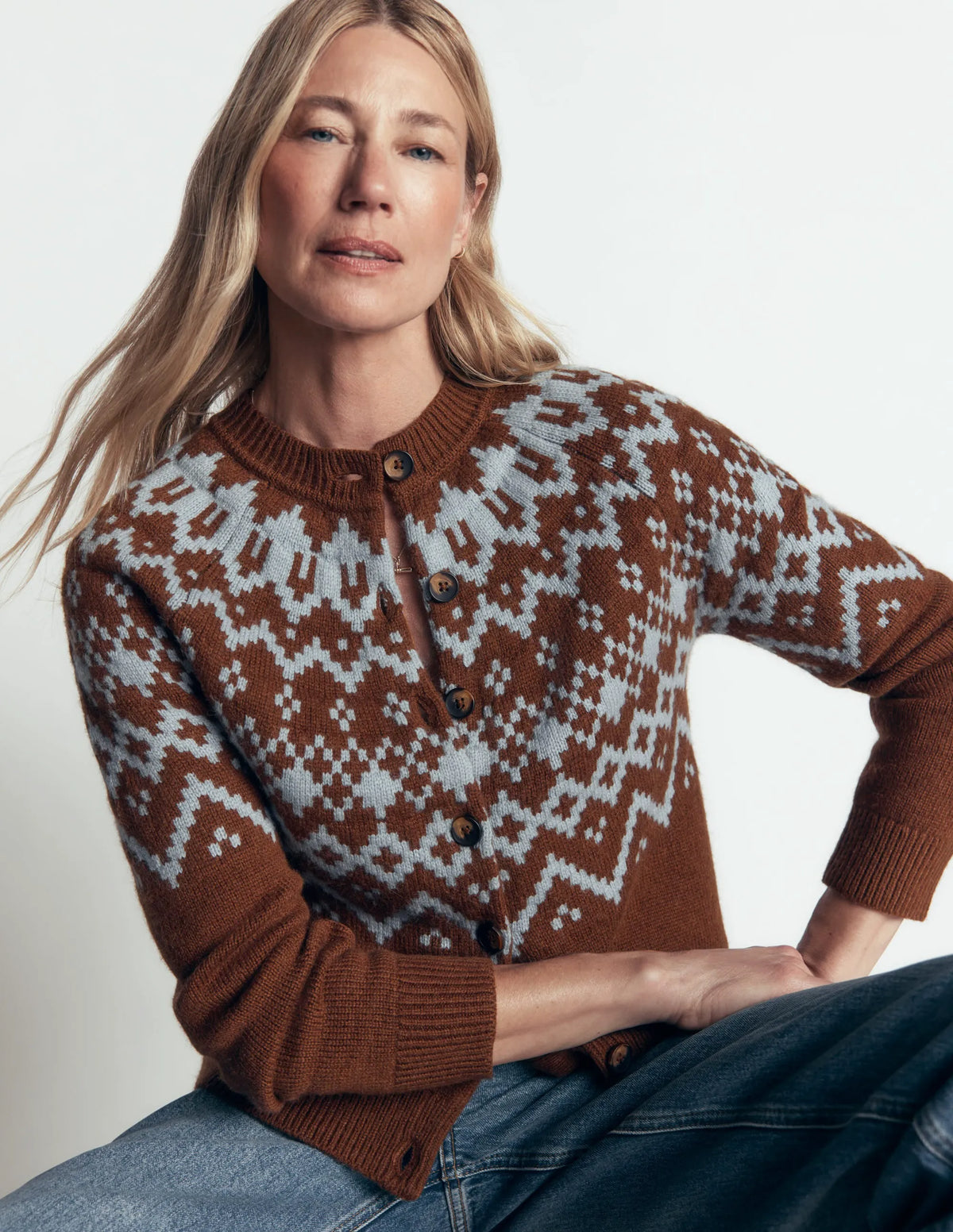 Mae Fair Isle Cardigan-Potting Soil