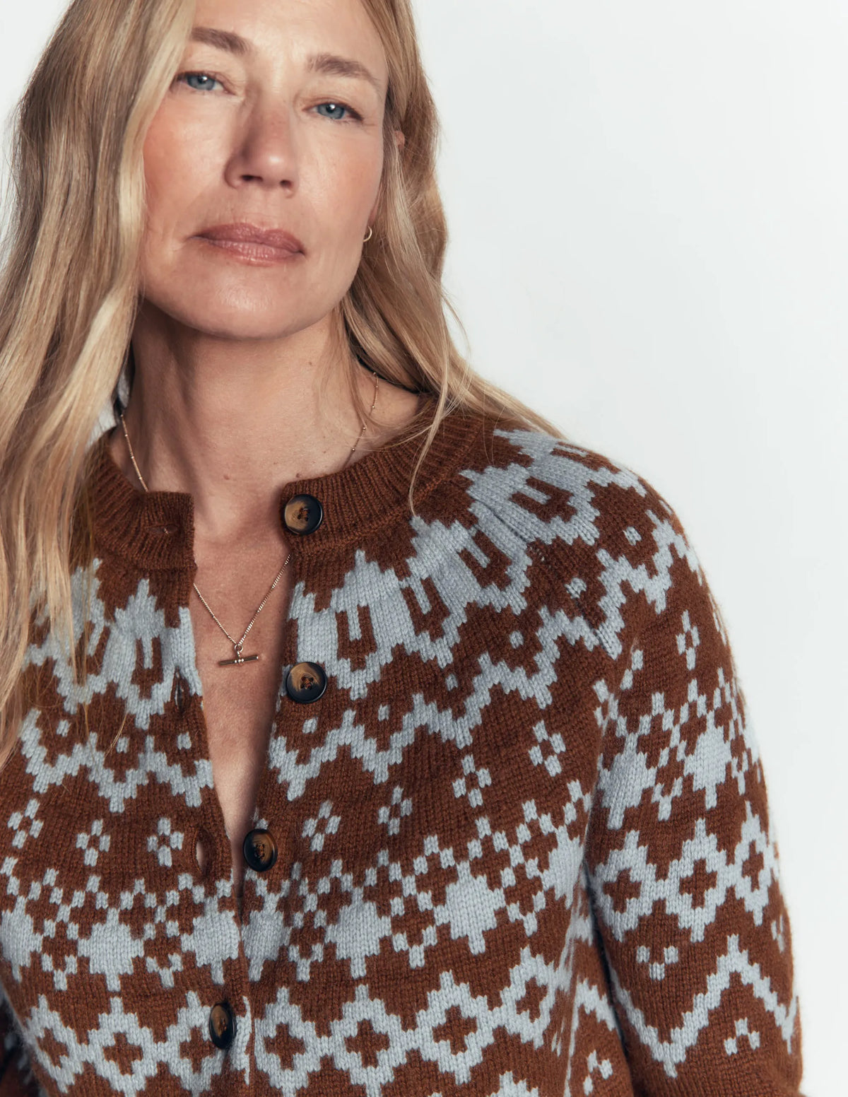 Mae Fair Isle Cardigan-Potting Soil