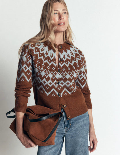 Mae Fair Isle Cardigan-Potting Soil