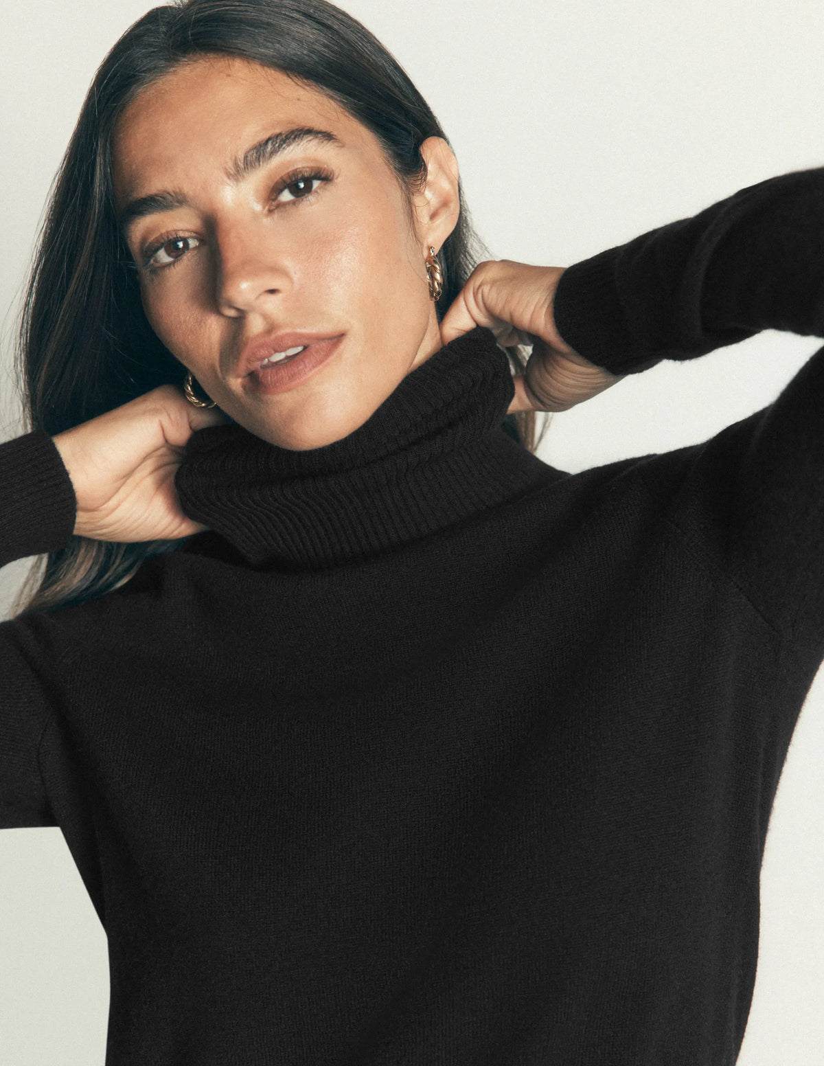 Elsie Cashmere Roll Neck-Black