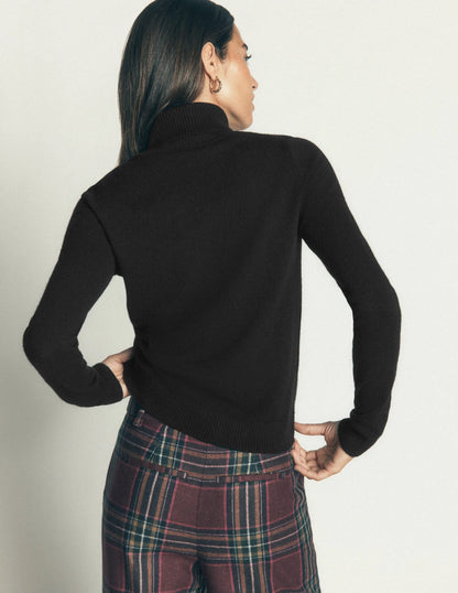 Elsie Cashmere Roll Neck-Black