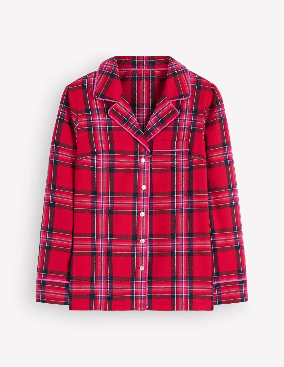 Brushed Cotton Pyjama Shirt-Red Check