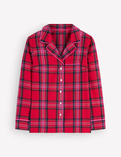 Brushed Cotton Pyjama Shirt-Red Check