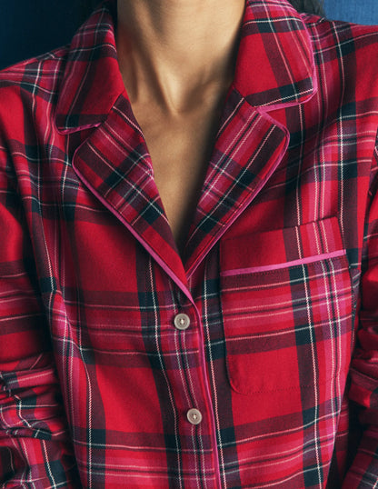 Brushed Cotton Pyjama Shirt-Red Check