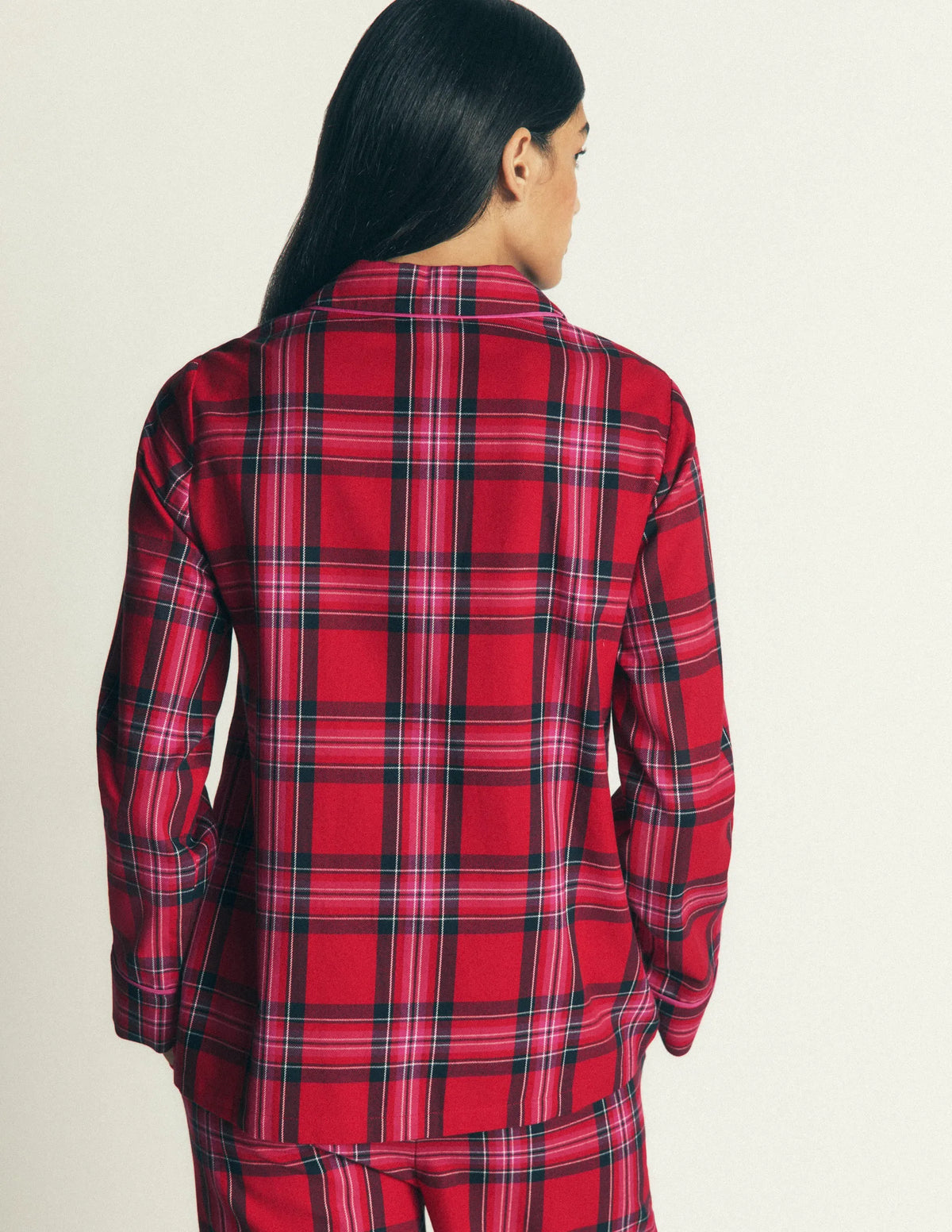 Brushed Cotton Pyjama Shirt-Red Check