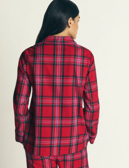 Brushed Cotton Pyjama Shirt-Red Check