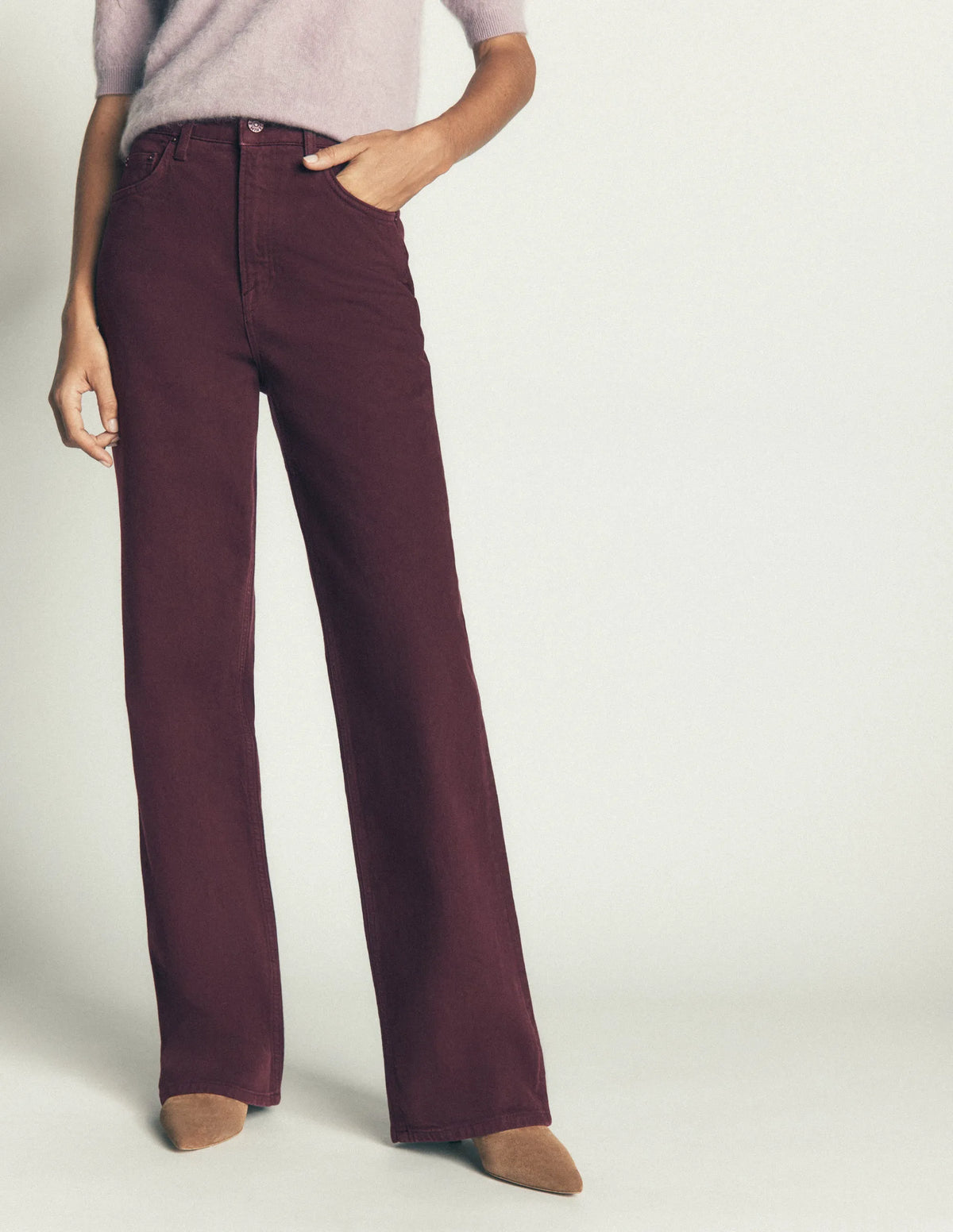 High Rise Column Leg Jeans-Wine Tasting
