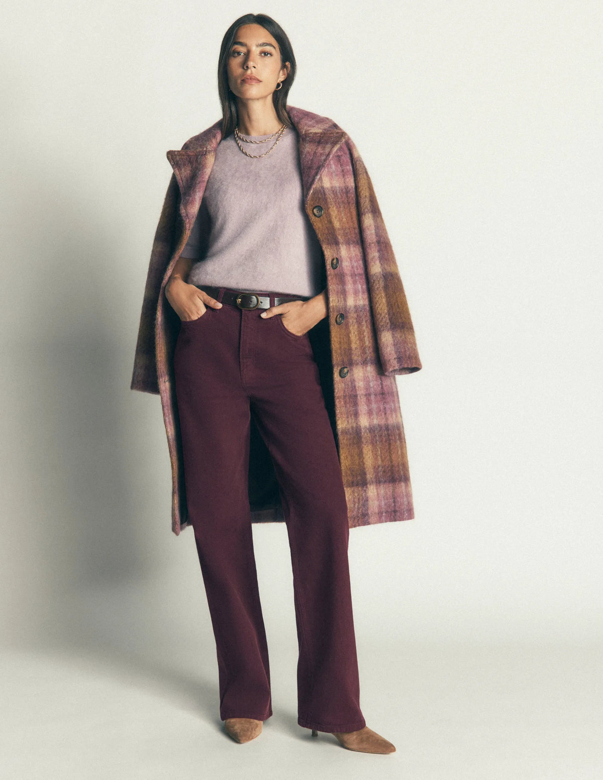 High Rise Column Leg Jeans-Wine Tasting