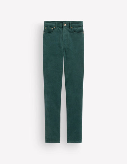 High Rise Cord Slim Jeans-Sea Moss