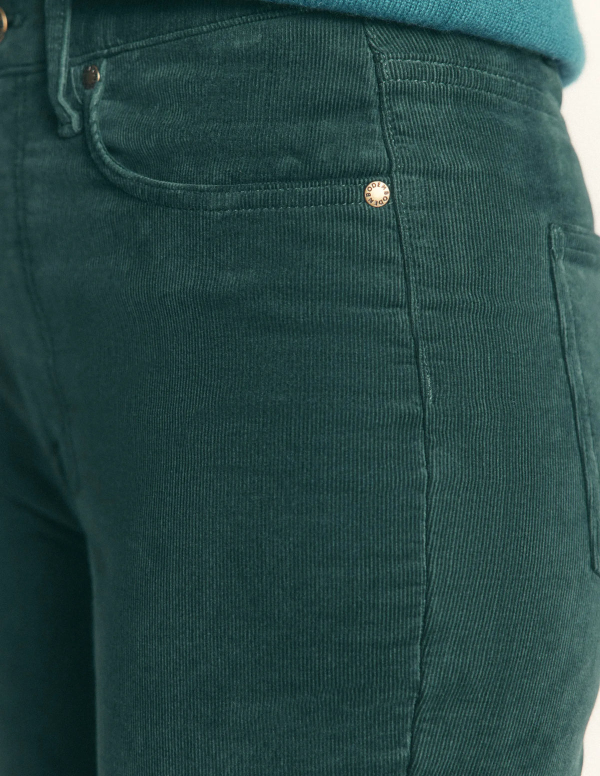 High Rise Cord Slim Jeans-Sea Moss
