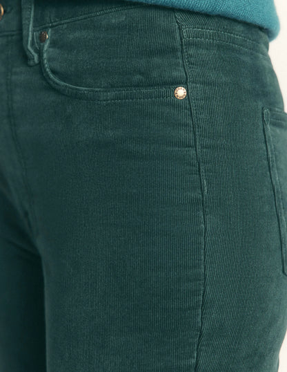 High Rise Cord Slim Jeans-Sea Moss