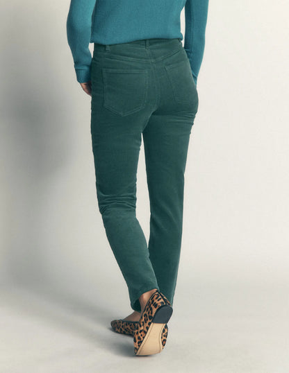 High Rise Cord Slim Jeans-Sea Moss