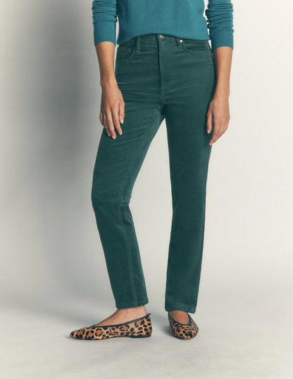 High Rise Cord Slim Jeans-Sea Moss
