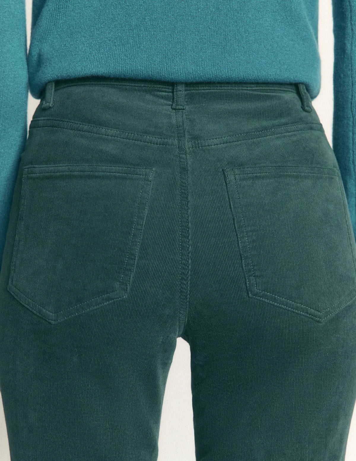 High Rise Cord Slim Jeans-Sea Moss