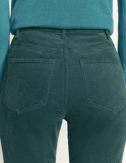 High Rise Cord Slim Jeans-Sea Moss