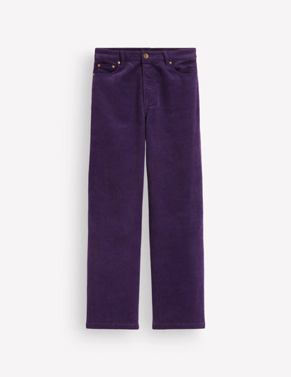 High Rise Cord Column Jeans-Deep Grape